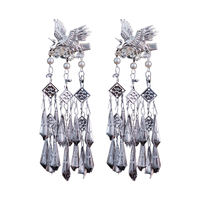Phoenix Little Pearl Miao Ethnic Silver Hair Accessory Hairpin, Step shaking Miao Ethnic Style Ancient Style headwear tassel set thumbnail 7