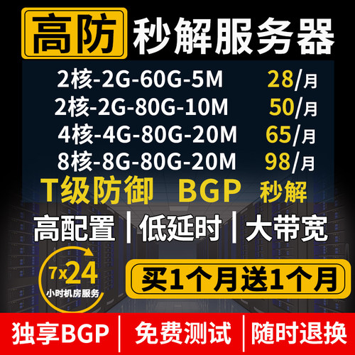 高防御vps云服务器租用带宽独享物理机bgp传奇游戏网站显卡模拟器