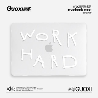 GUOXI插画文字透彩壳适用苹果macbookpro保护壳2023新款14寸macbook套air13笔记本mac电脑轻薄13.3透明保护套