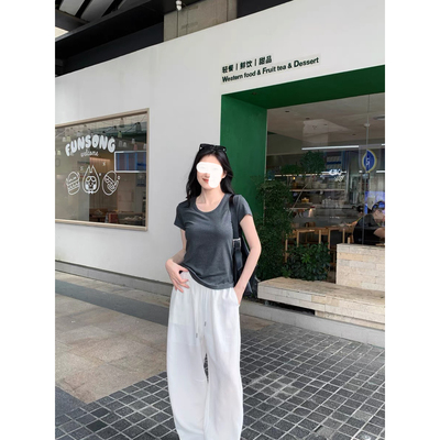 搭圆领短袖T恤衫女夏季简约新款