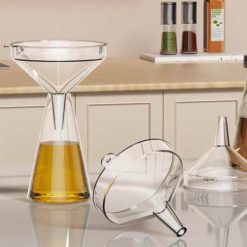 Funnel for Home Kitchen, Long Neck Plastic Funnel with Large