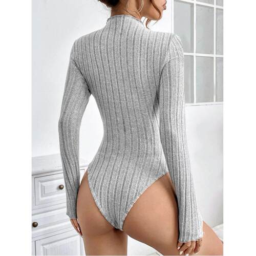 Round neck matte pit stripe tight fitting jumpsuit top women