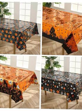 Happy Halloween Decoration Disposable Tablecloth Pumpkin Spi