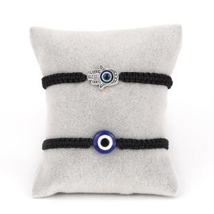 2PCS Blue Evil Eye Couple Bracelet Sets for Woman Men Charm
