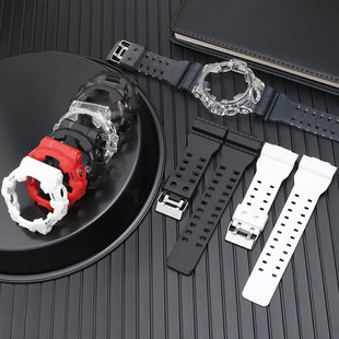 735 适配卡西欧冰川冰韧透明黑色表壳5522 710 700 5413手表带