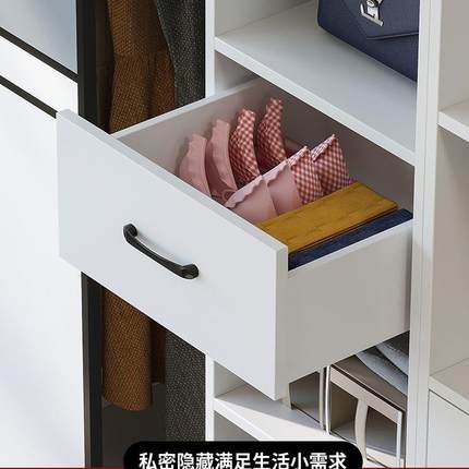 纯实木衣柜家用卧室简易推拉门出租房用柜子生态板定制收纳大衣橱