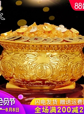 速发盆 铜聚宝阁摆件龙双盆招財聚財客厅店铺装饰工艺品开业礼品