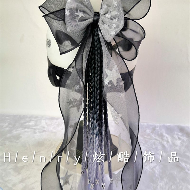 速发成人儿童平衡轮滑板摩托电动车安全帽装饰品脏辫子大蝴蝶结波