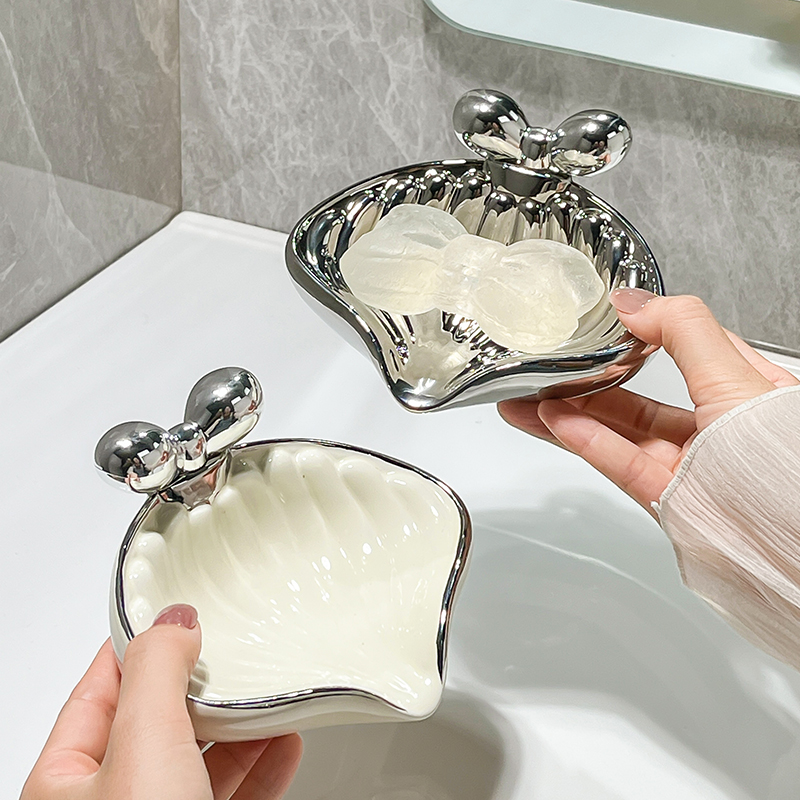 速发创意卫壳肥皂盒衣用陶瓷贝生间沥水香皂盒子浴室洗家皂托盘置