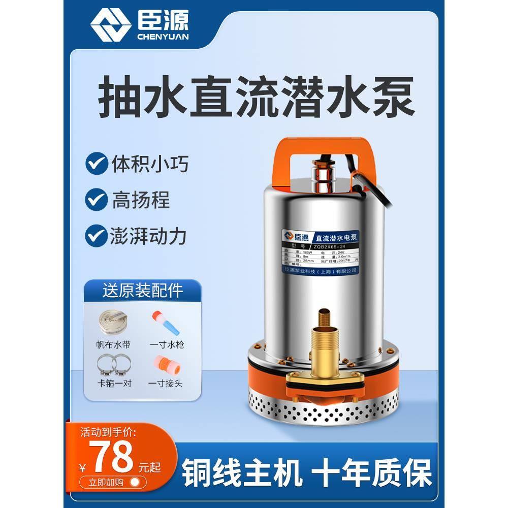 直流潜水泵48v60v抽水泵12V24V伏家用电瓶车小型电动车农用抽水机