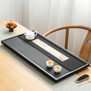 茶盘海托盘 乌金石茶盘整块家用客厅简约石头大小号茶台茶具电木式