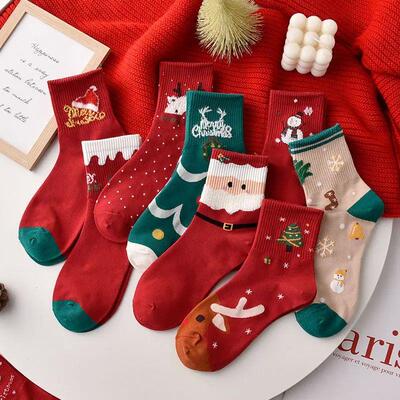 1/2/5Pairs Cotton Christmas Socks Ornaments Christmas Party