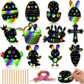 Easter DIY Magic Paint 12pcs Crafts Scratch Eggs for