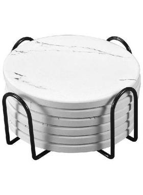 Coasters For Drinks, Ceramic Stone Coaster Set With Metal