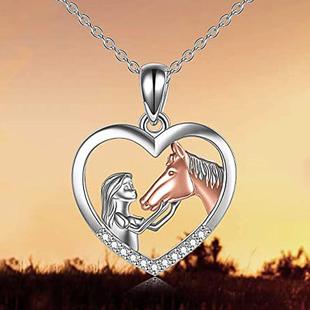 Creative Girl and Horse Friendship Necklace for Women Human