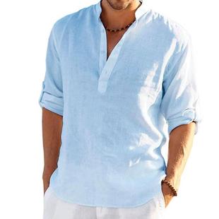 Linen Sleeve Long Collarless Summer shirts Cotton Men