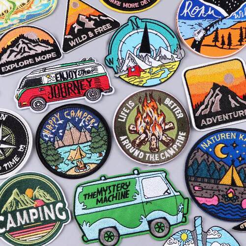 Mountain Camping Patch Embroidered Patches For Clothes DIY I