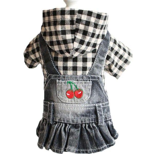 Fruit Embroidered Pet Denim Dress Dog Clothes Wedding