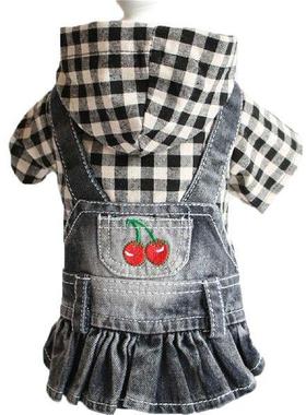 Fruit Embroidered Pet Denim Dress Dog Clothes Wedding