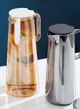 Glass Water Pitcher With Handle Lid Heat Resisttant Cold