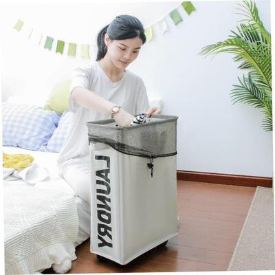 Laundry Basket Foldable Dirty Clothes With Wheels Organizer