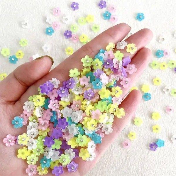 Cute Color Flower Nail Jewelry Charms 3D Transparent