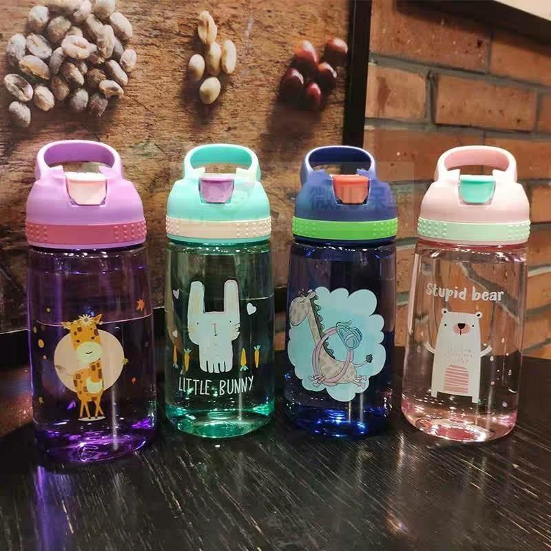 450ml Kids Water Bottle With Straw BPA Free Children Drinkin