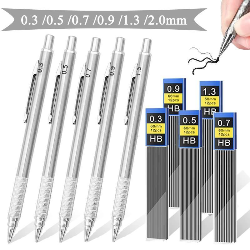 Mechanical Pencil Set Replaceable Refills 0.3 0.5 0.7 0.9 1.