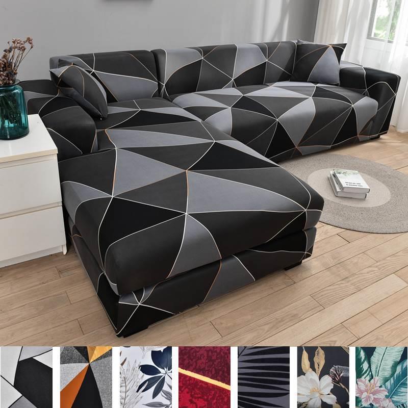 Square lattice printed couch cover sofa cover elastic slipco