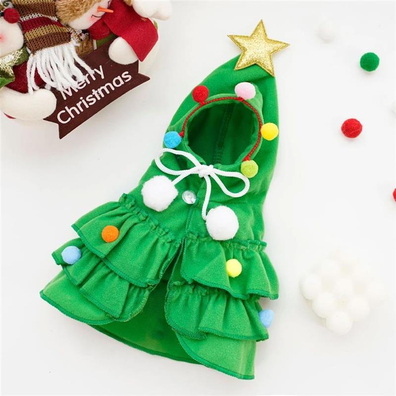 Christmas Pet Dog Clothes Cloak Cosplay Santa Tree Costume H