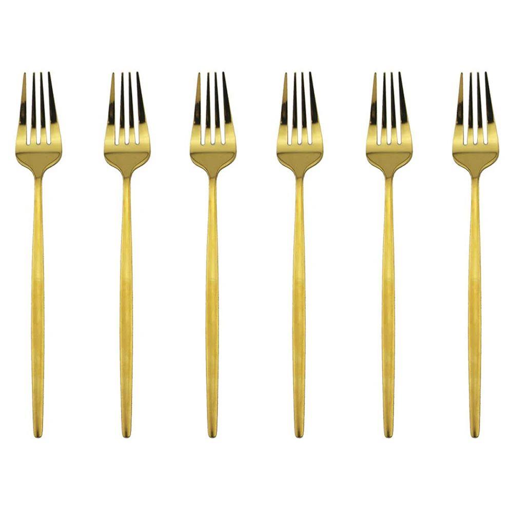 6 Pcs Silvere/Golden Flatware Modern Stainless Steel Dinner
