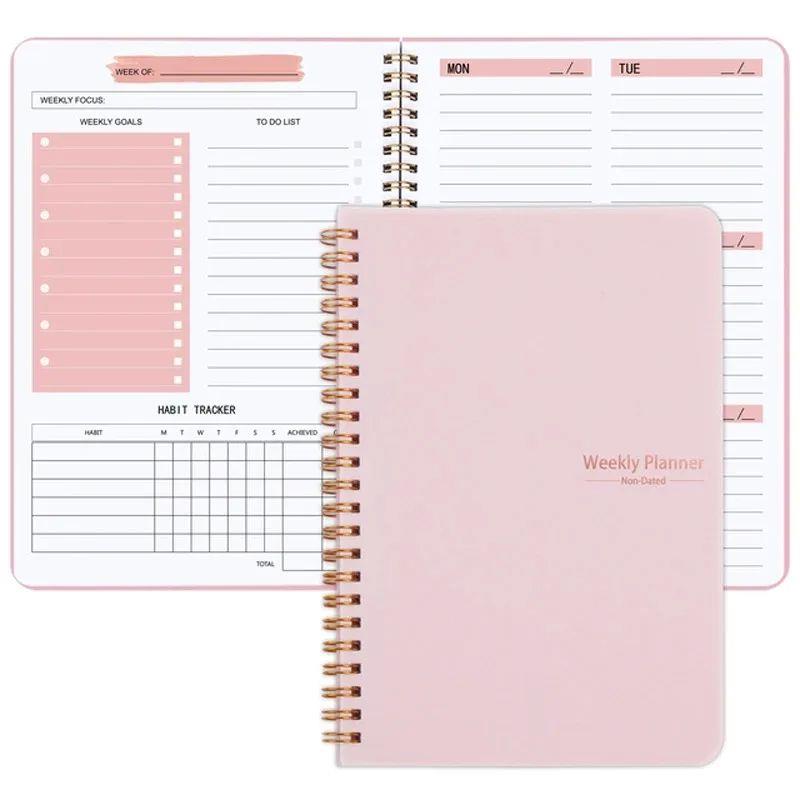 2025 A5 Weekly Planner Notebook for 52 Weeks Spiral Agenda D