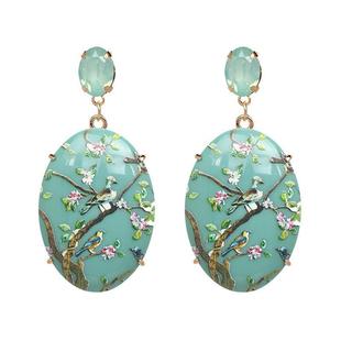Resin Women Exaggerated Print Jewelry Cross Earring Border