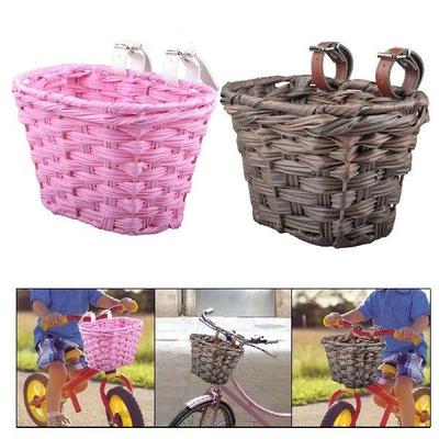 Kids Bike Basket Detachable Handwoven Basket Bicycle