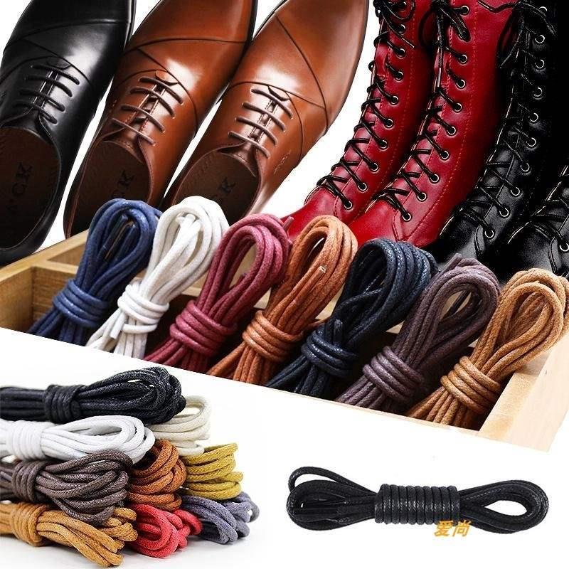 1Pair Cotton Waxed Shoelaces Round Shoe laces Boot Laces