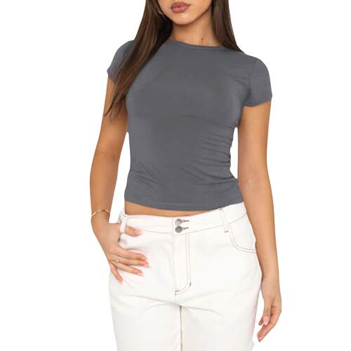Short sleeved t-shirt slim fit pullover t-shirt for women