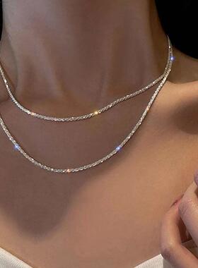 Silver Color Sparkling Necklace For Women Trendy Clavicle Ch