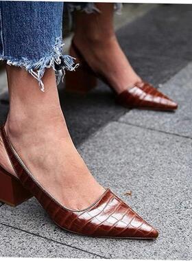 Genuien Leather Vintage Pointed Toe Women Shoes Pumps Spring