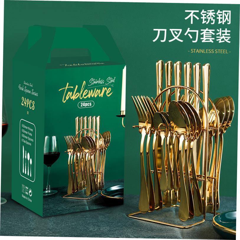 Gold Dinnerware Set Stainless Steel Cutlery Set Black Fork K