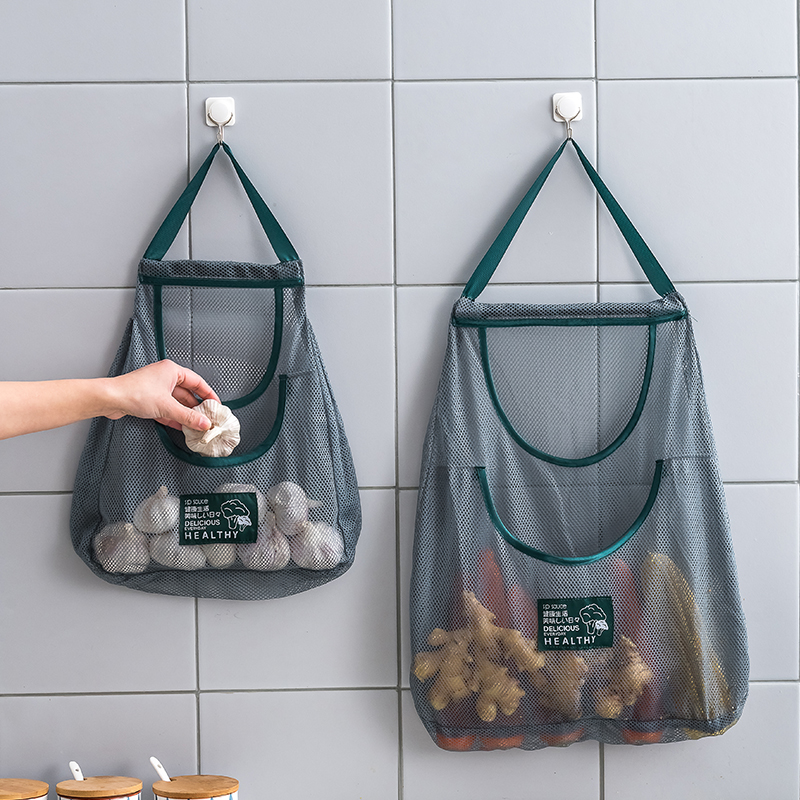 果蔬收纳网袋厨房收纳袋挂袋墙挂式大蒜生姜收纳装蒜网兜储物袋子