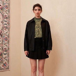 PATAVINITY高级感宽松休闲polo领外套女春秋法式复古肌理纹夹克