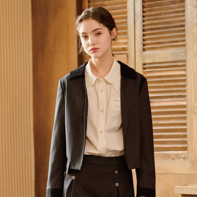 PATAVINITY通勤长袖撞色拼接西装