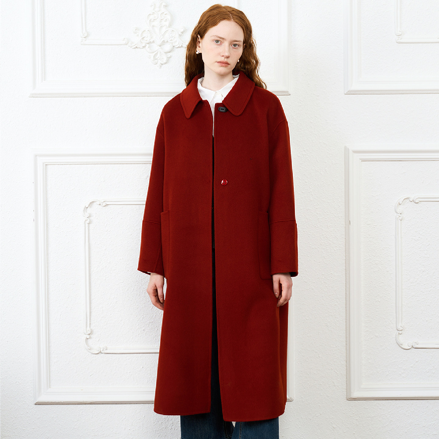 PATAVINITY新年红撞色纽扣双面呢大衣女士冬季中长款羊毛毛呢外套,女装/女士精品,毛呢外套,淘宝优惠券,粉丝福利购,淘宝优惠卷