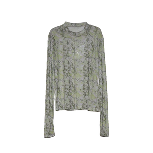 PATAVINITY秋印花小立领皮肤衣女装8F3311002