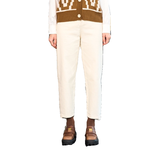 PATAVINITY松紧腰设计直筒长裤女秋冬高腰舒适弹力显瘦百搭裤子