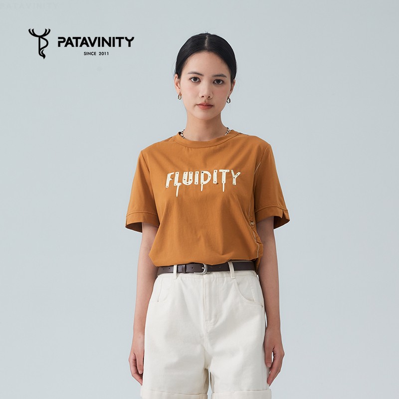 PATAVINITY夏字母印花短袖T恤女装8F3215050