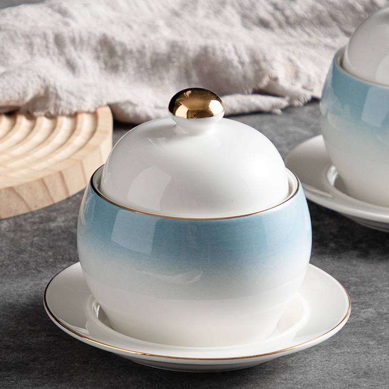 家用陶瓷炖盅皇铭宴包邮手工描金