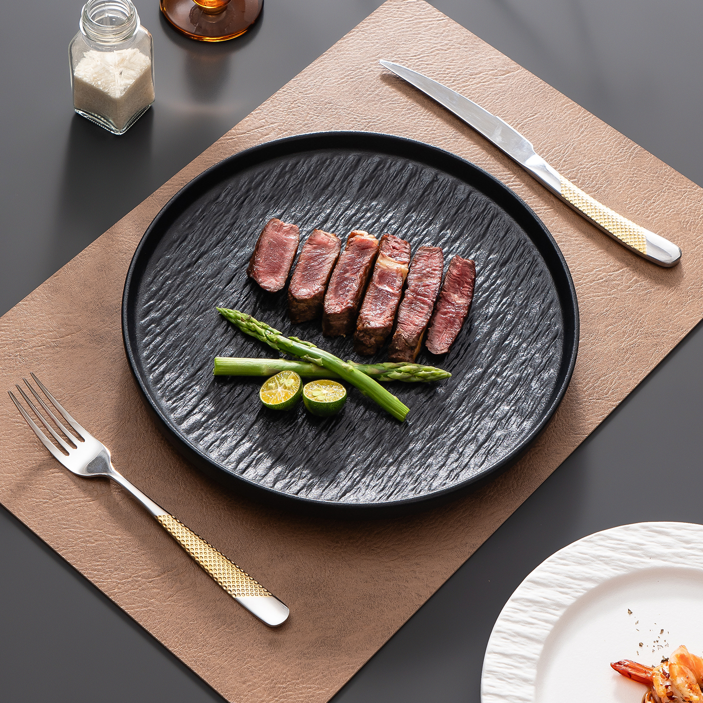 日式石纹西餐盘子陶瓷餐具套装