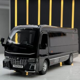 【DZ091】众源兴合金车模1:32丰田考斯特巴士带声光回力玩具车音