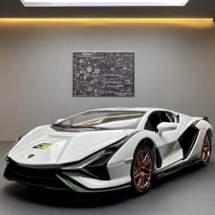 【DZ091】名艺合金车模1:24兰博闪电赛道版跑车声光回力玩具车音